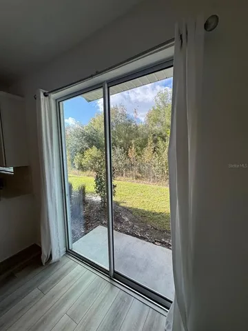 a view of a glass door with a glass door