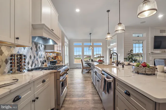 a kitchen with lots of counter space