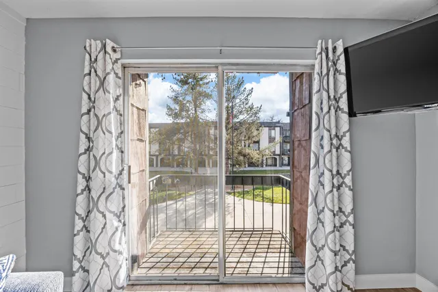 a room with a large window