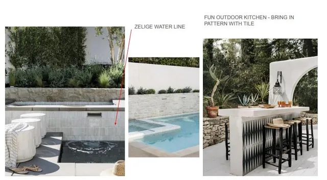 a view of kitchen with furniture and refrigerator