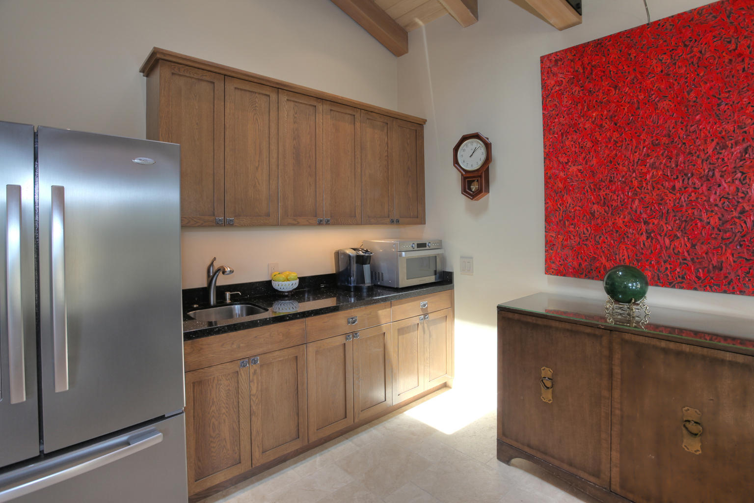0 Brooktree Road Montecito, CA 93108 - Photo 10 of 13 a kitchen with stainless steel appliances granite countertop a refrigerator and a sink