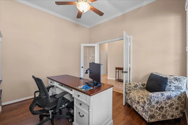 a lobby with furniture and rug