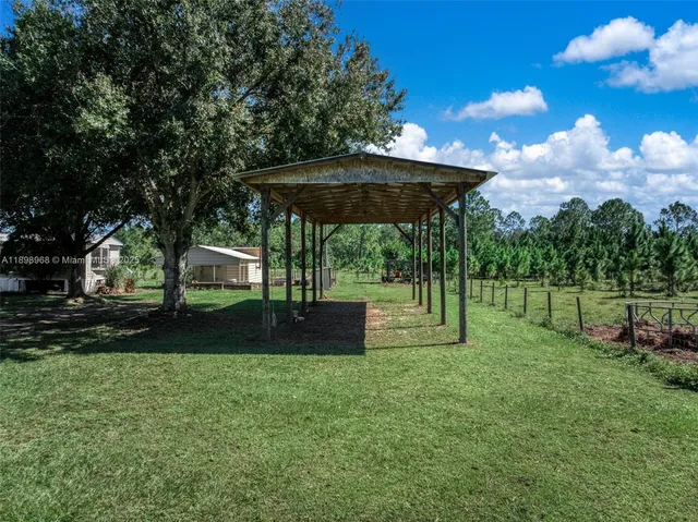 a view of a garden from a balcony