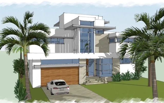 a view of a lake with a car parked