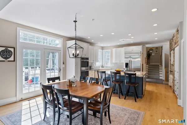 a view of a dining area with furniture