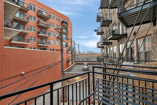 a view of building from balcony