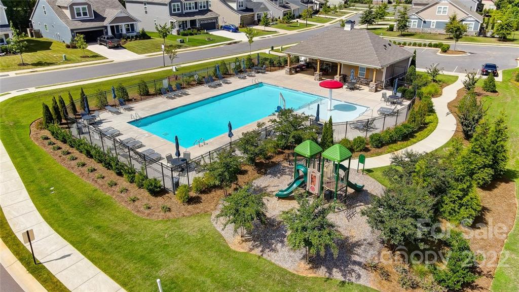 421 Sandbar Point Lake Wylie, SC 29710 - Photo 48 of 48 an aerial view of a house with a swimming pool