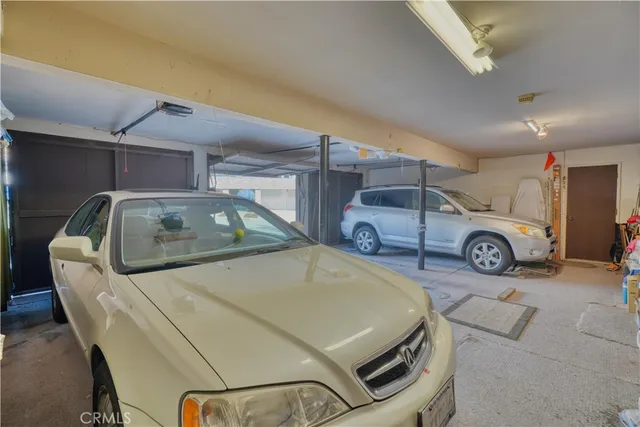 a car parked in a garage