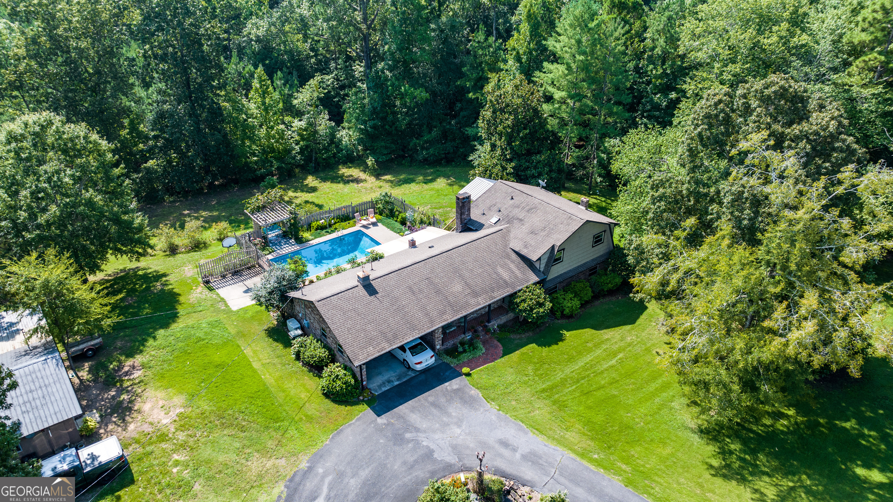 36 Stargazer Trail Northwest Rome, GA 30165 - Photo 55 of 79 an aerial view of a house with a yard basket ball court and outdoor seating