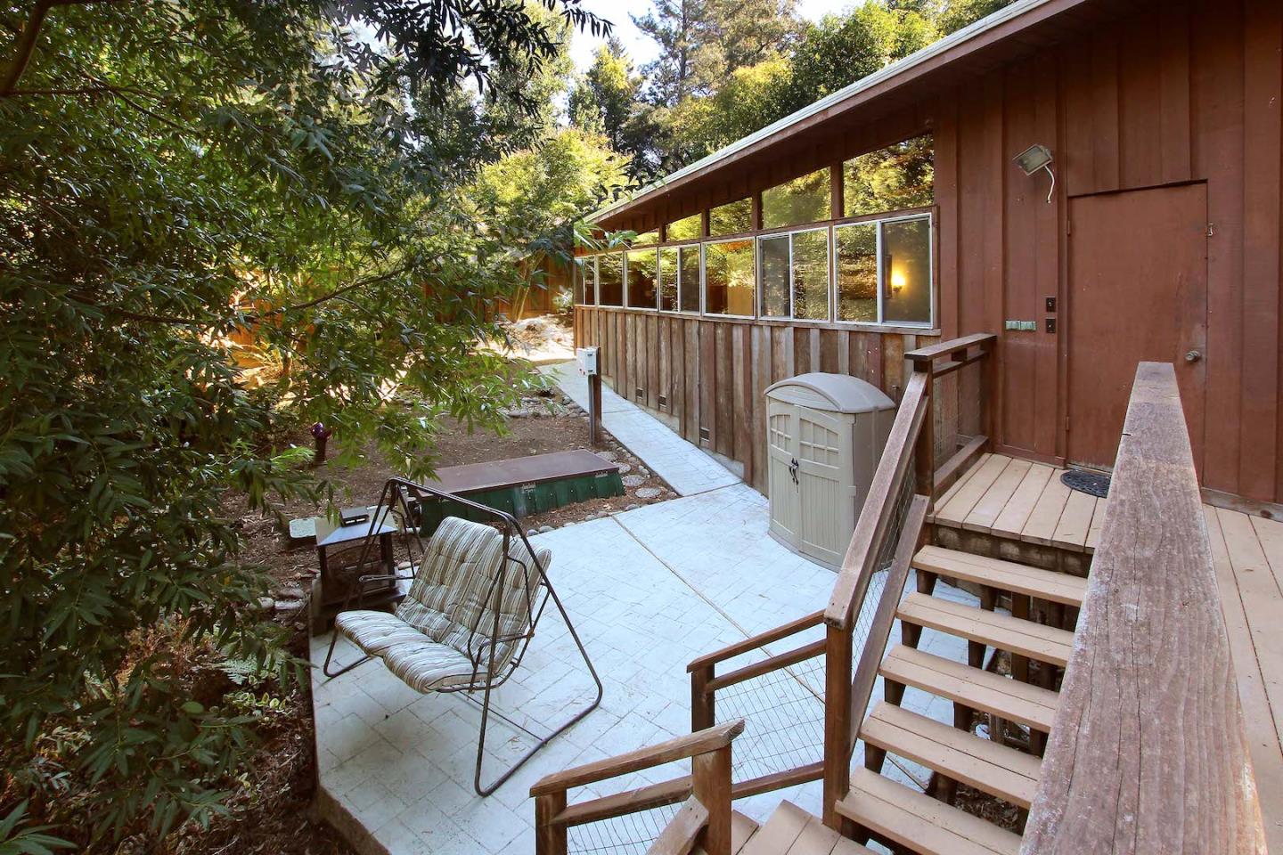 220 Shadowbrook Road Ben Lomond, CA 95005 - Photo 5 of 24 a view of balcony with wooden floor and outdoor seating