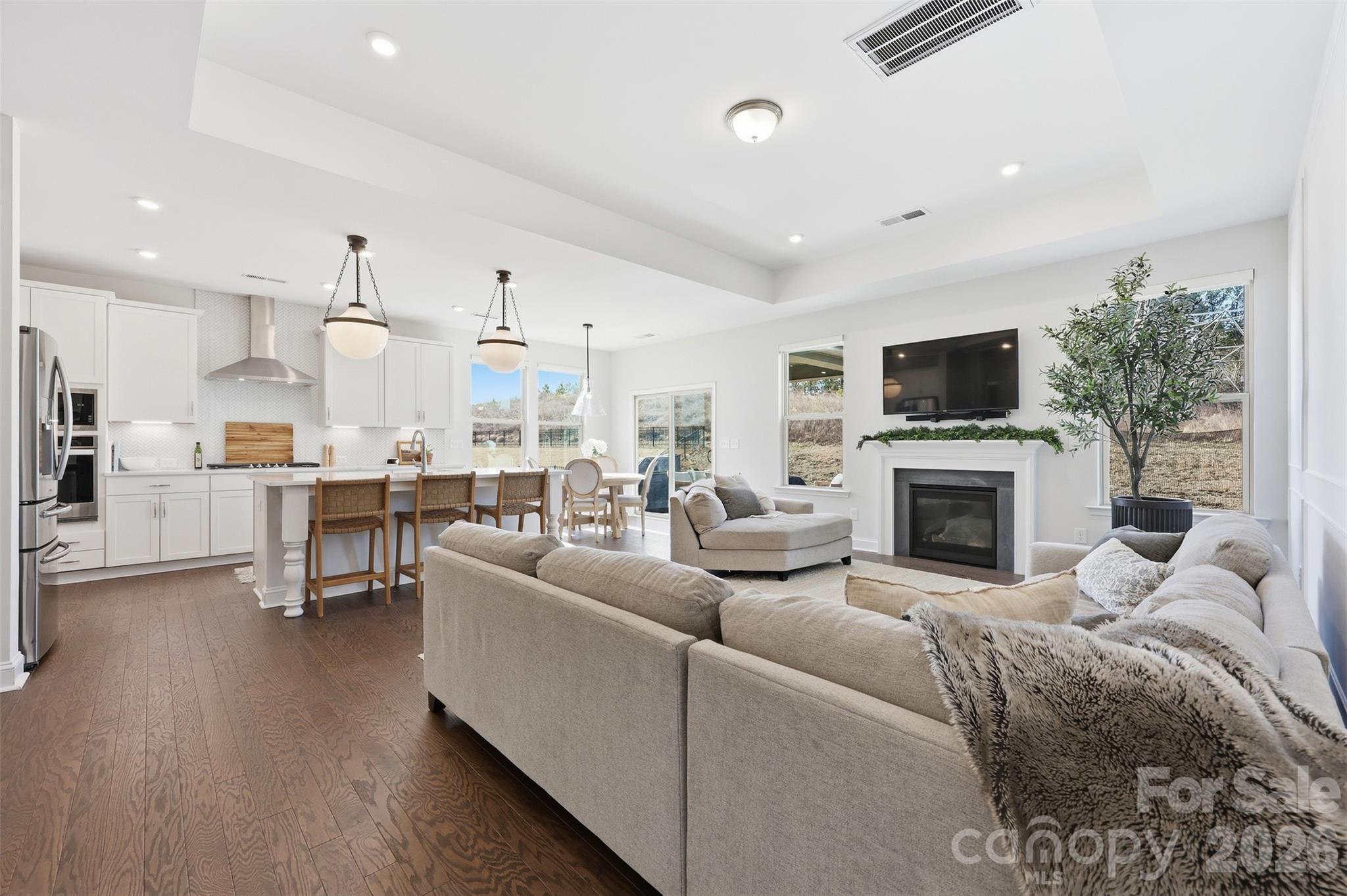 419 Clemson Tree Lane Clover, SC 29710 - Photo 9 of 48 a living room with furniture a fireplace and a flat screen tv