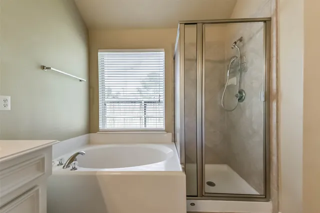 a bathroom with a bath tub and a shower