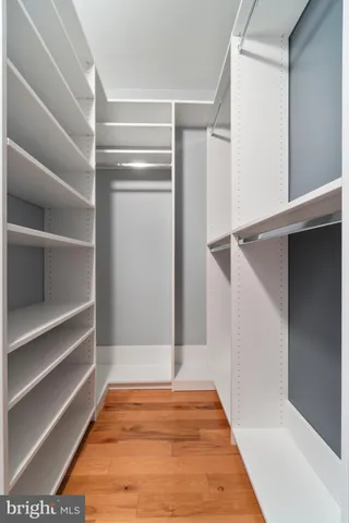 a view of an empty walk in closet