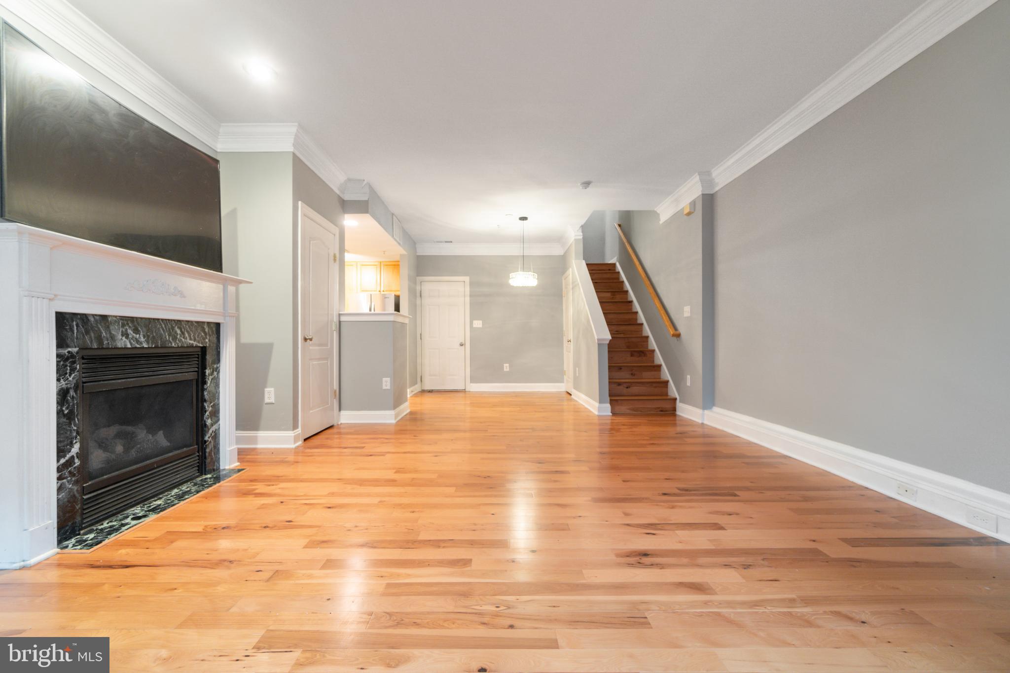 104 Bucksfield Road, Unit 104 Gaithersburg, MD 20878 - Photo 5 of 39 a view of an empty room with wooden floor fireplace and a window