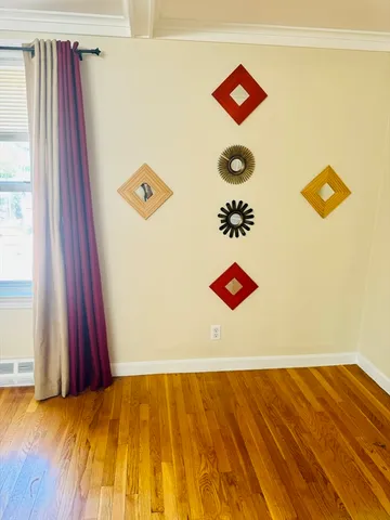 a view of a room with a window