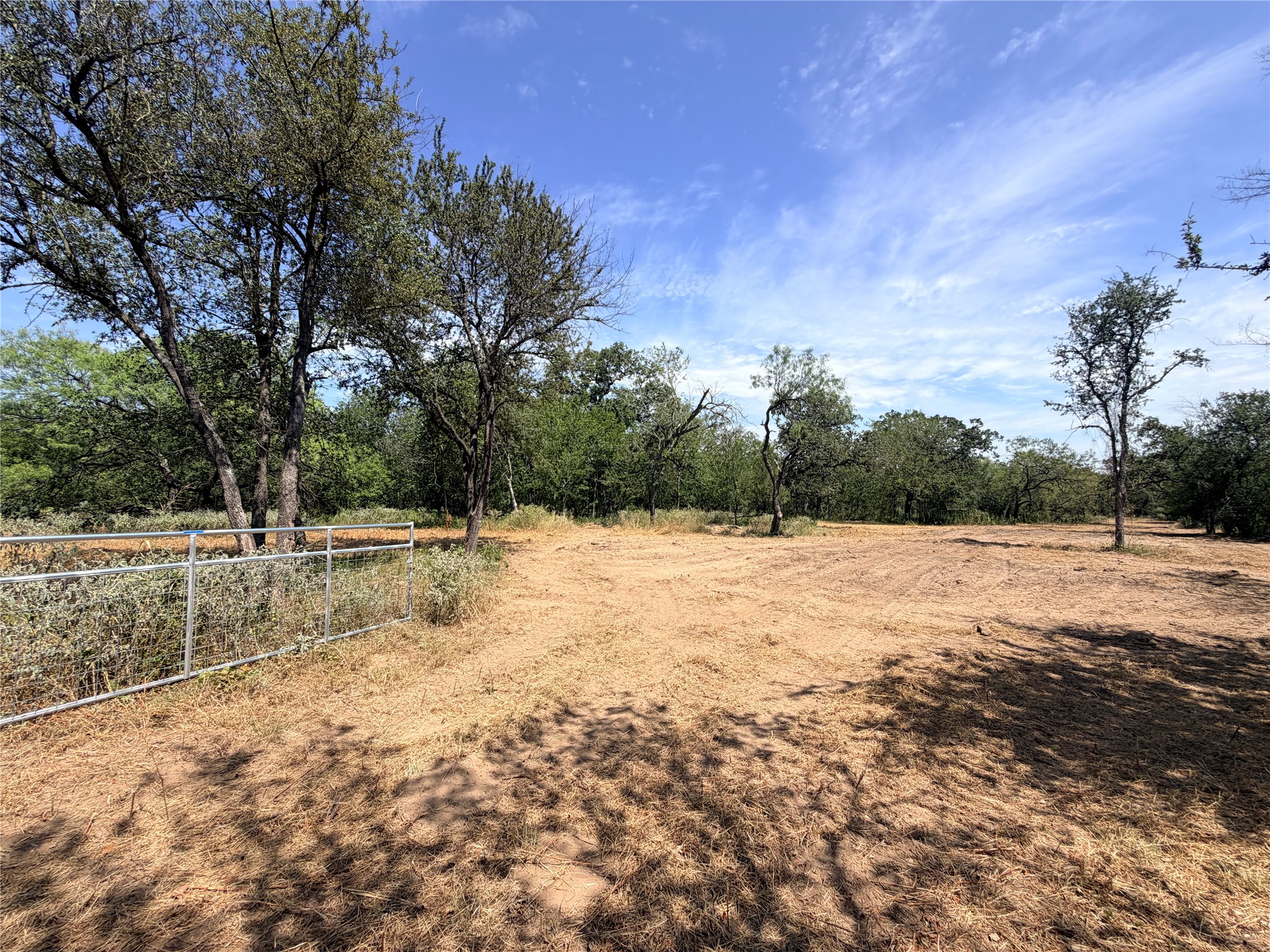Mature trees frame a cleared clearing on this expansive acreage property.