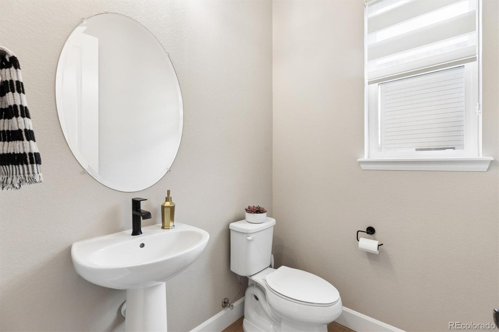 5980 South Platte Canyon Road Littleton, CO 80123 - Photo 23 of 50 a bathroom with a sink a mirror and a toilet
