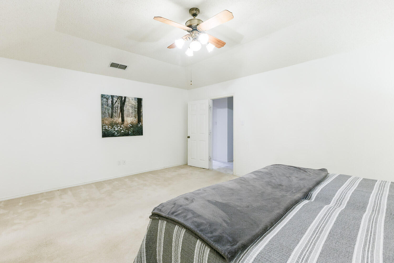 5717 72nd Street Lubbock, TX 79424 - Photo 25 of 54 a view of a bedroom with a sink and a chandelier fan