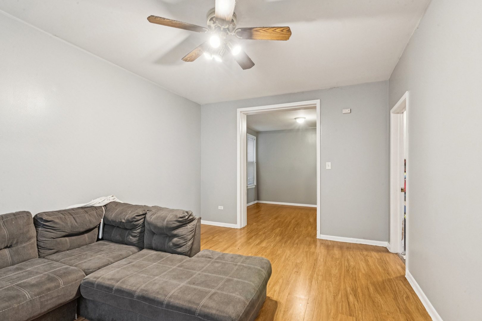 5756 South Princeton Avenue Chicago, IL 60621 - Photo 16 of 31 a living room with furniture and a ceiling fan
