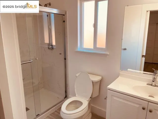 a bathroom with a sink a toilet and a shower