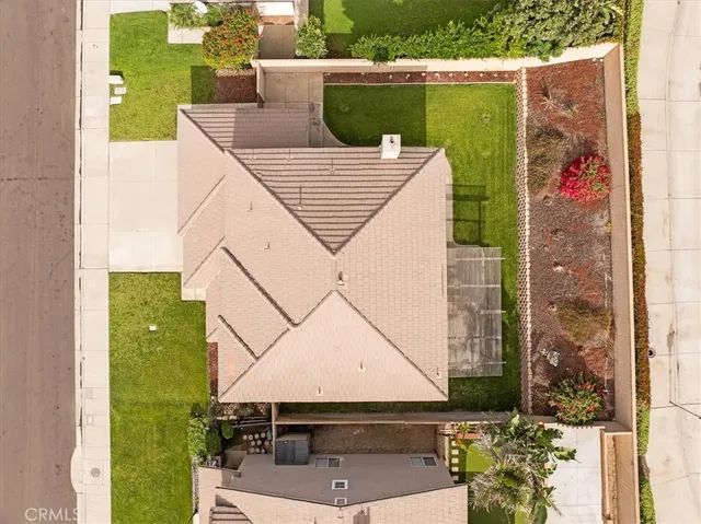 aerial view of a house with balcony