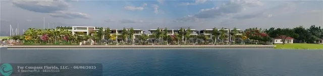 a view of a swimming pool with a yard and plants