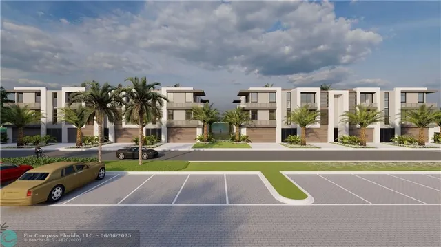 a view of pool in front of building