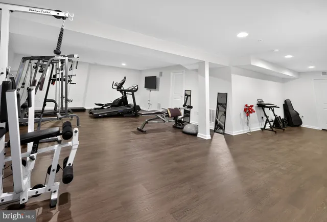 a view of a room with gym equipment