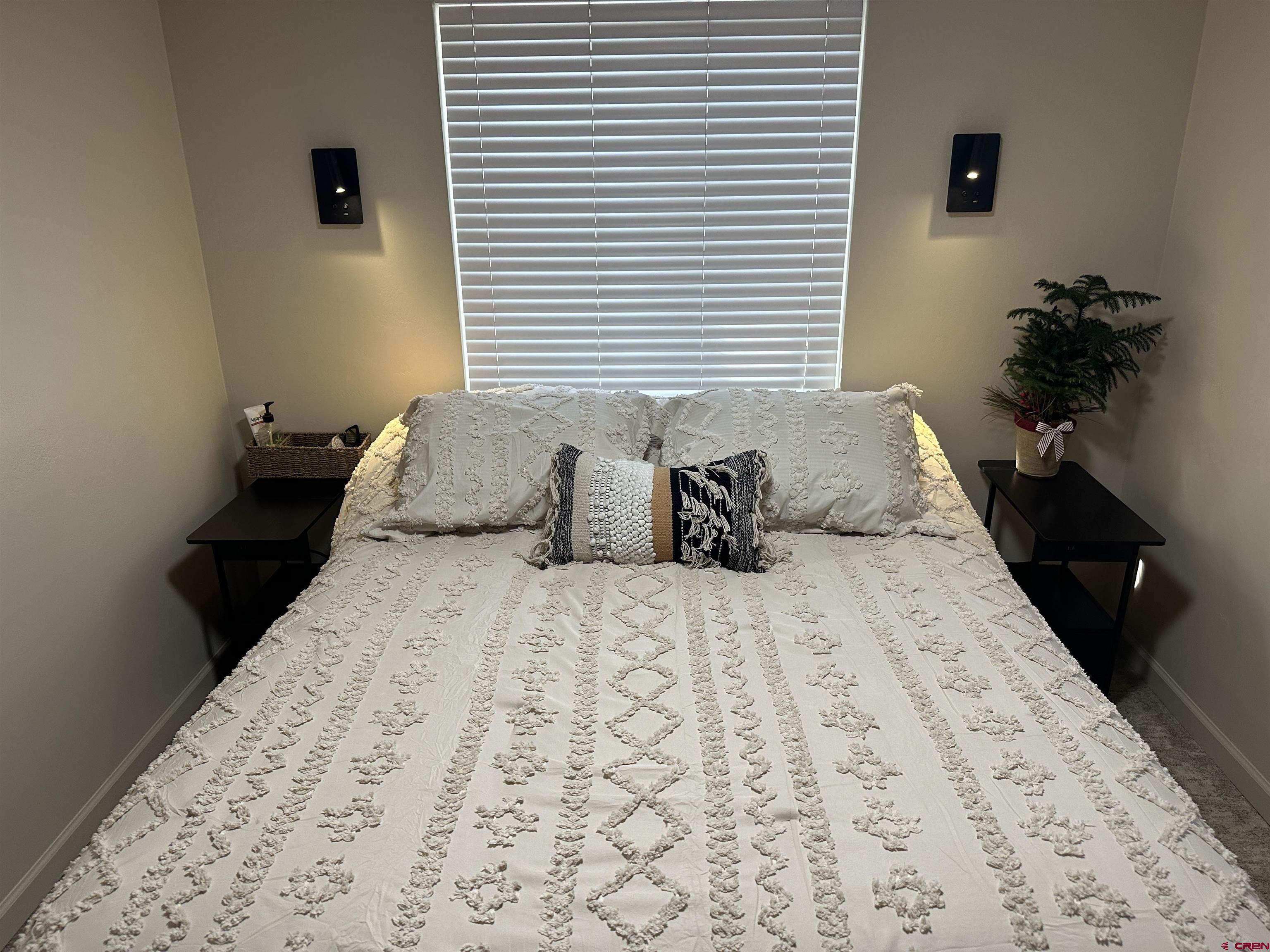 40 Hidden Lane Durango, CO 81303 - Photo 24 of 38 a bedroom with a large bed and a potted plant