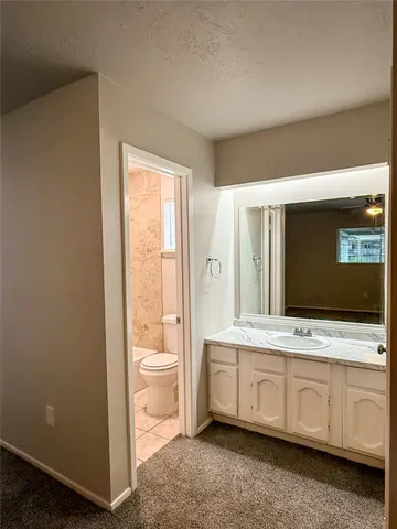 a bathroom with a shower and a toilet