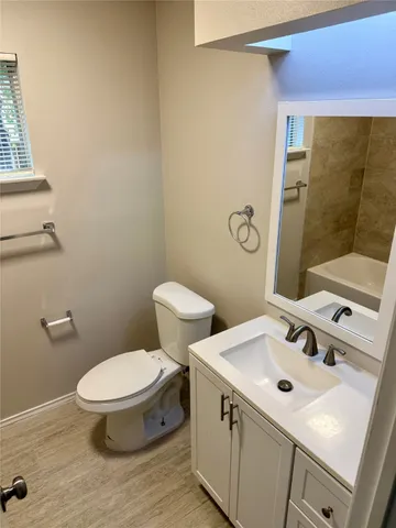 a bathroom with a bathtub