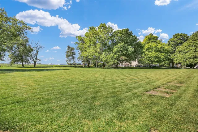 a view of a lake with a yard