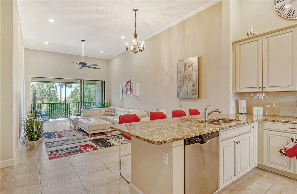 13604 Messina Loop, Unit 203 Bradenton, FL 34211 - Photo 3 of 56 a view of kitchen with sink stove and living room