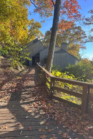 a view of a bench in a yard