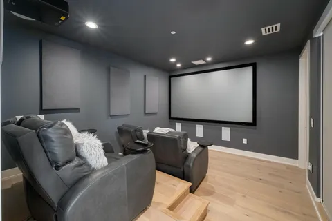 a projector room with furniture