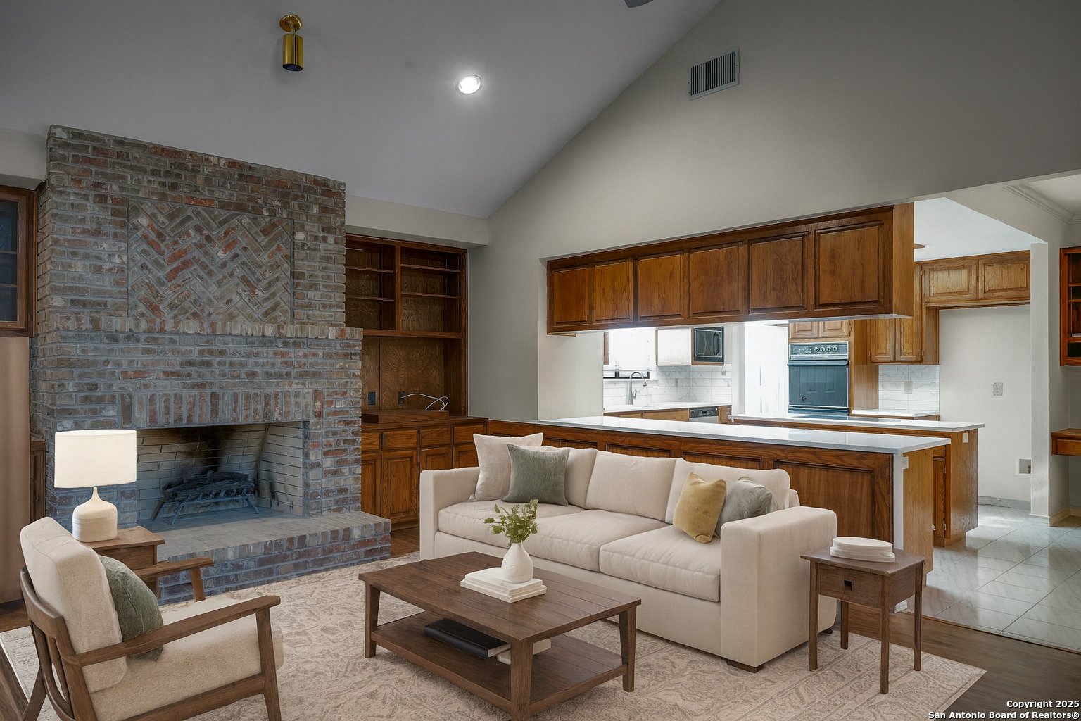 1603 Hawks Ridge Street San Antonio, TX 78248 - Photo 16 of 39 a living room with furniture and a fireplace
