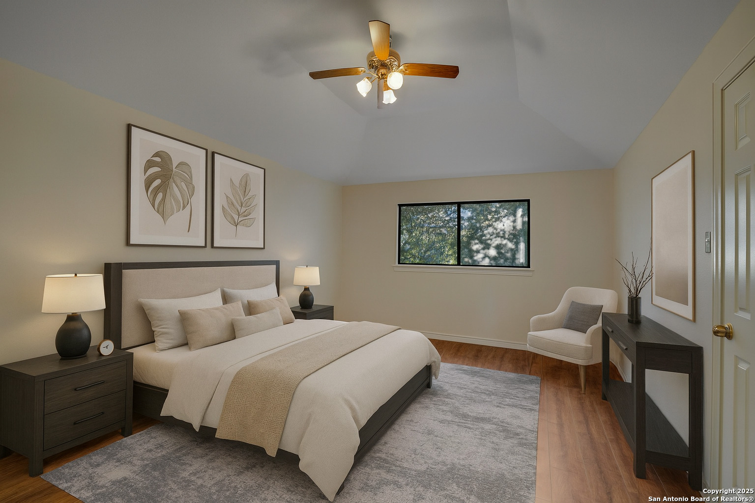 1603 Hawks Ridge Street San Antonio, TX 78248 - Photo 27 of 39 a bedroom with a bed and a chandelier