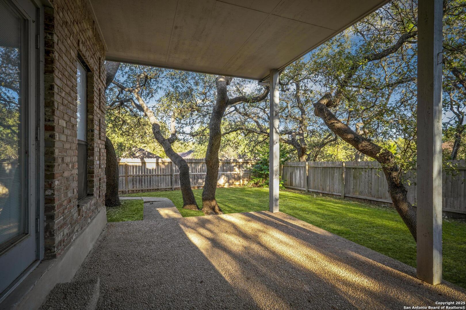 1603 Hawks Ridge Street San Antonio, TX 78248 - Photo 33 of 39 a view of a yard with potted plants and large trees