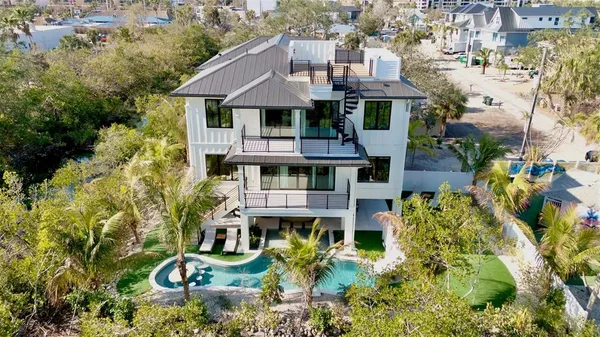 an aerial view of a house