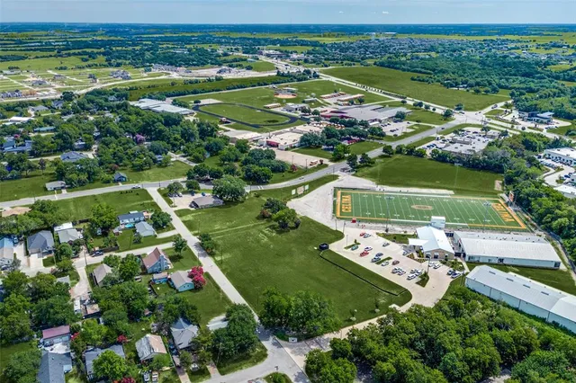an aerial view of a football ground