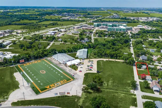 an aerial view of a football ground