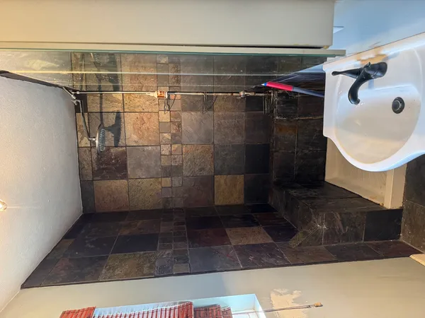 a bathroom with a shower