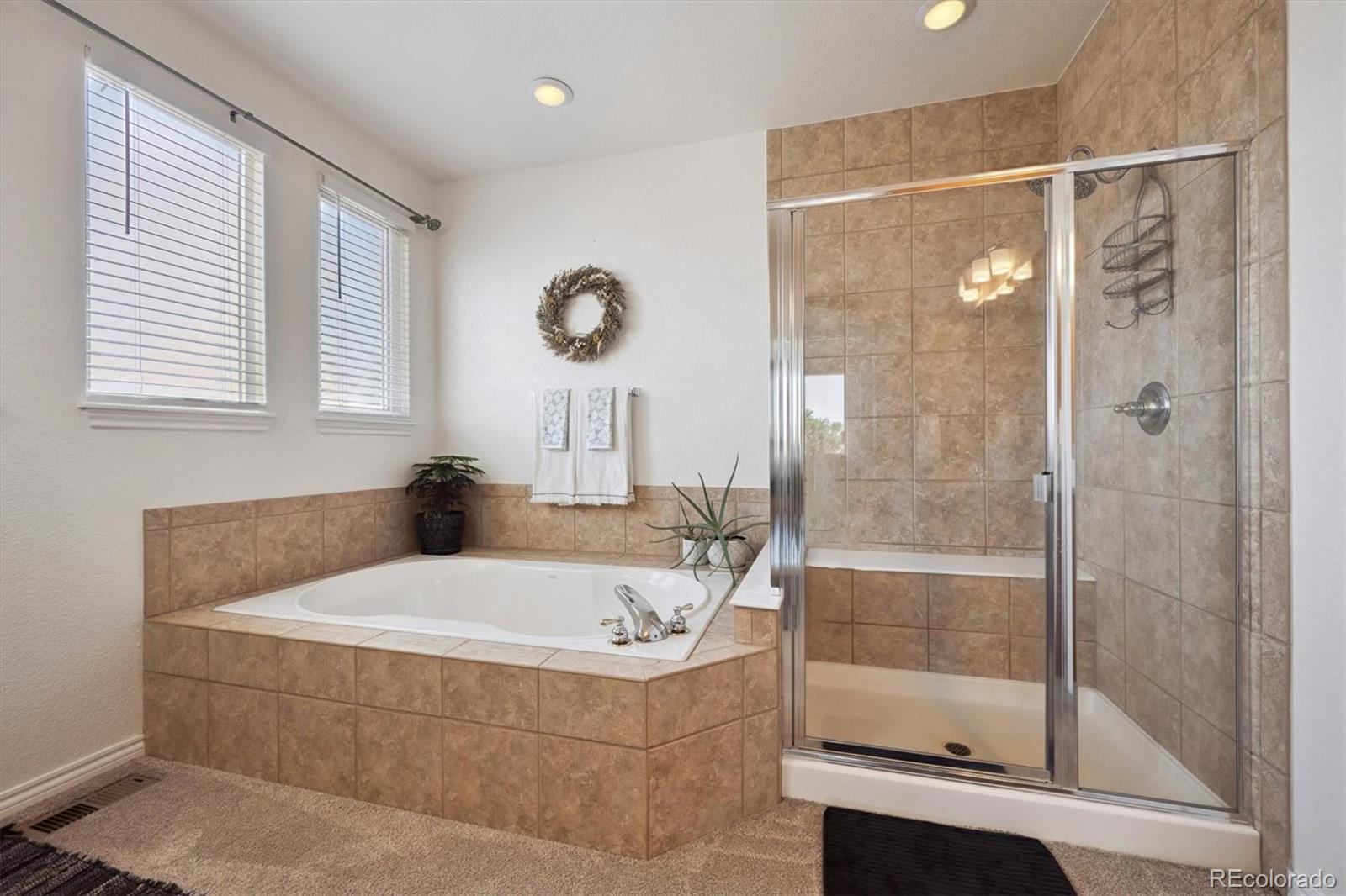 724 Imboden Road Watkins, CO 80137 - Photo 21 of 50 a bathroom with a bathtub and a shower