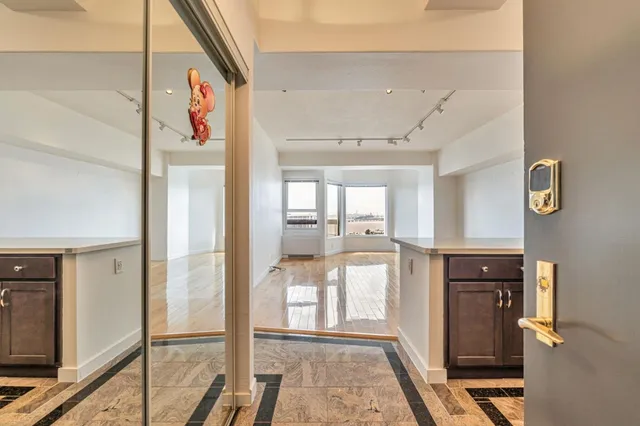 a view of a glass door and porch