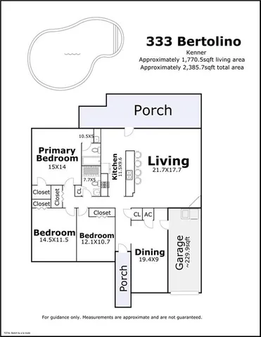 $255,000 | 333 Bertolino Drive, Kenner, LA 70065