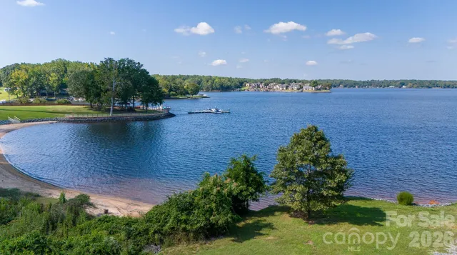 a view of a lake with a mountain