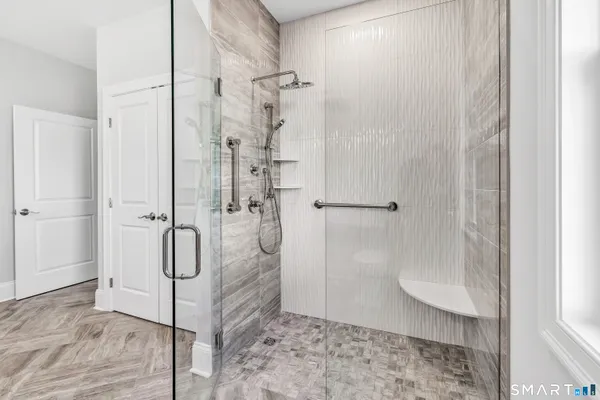 a bathroom with a shower