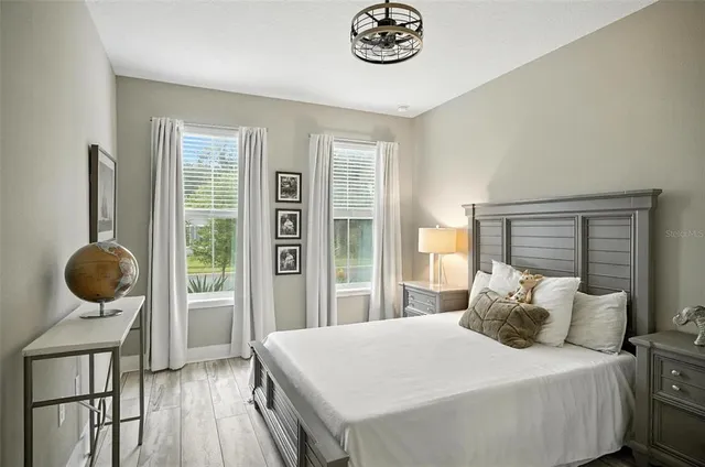 an aerial view of a house