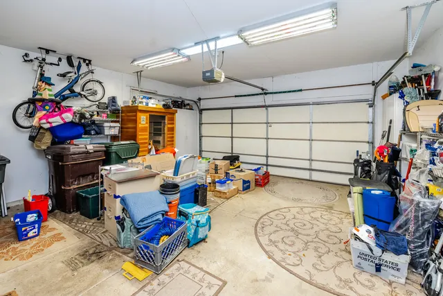 a view of a garage with stuff
