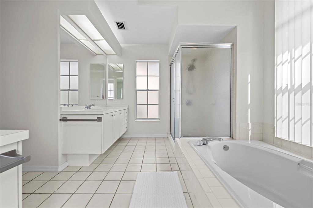 9369 Ashley Drive Weeki Wachee, FL 34613 - Photo 35 of 80 a bathroom with a bathtub a sink a vanity and a shower